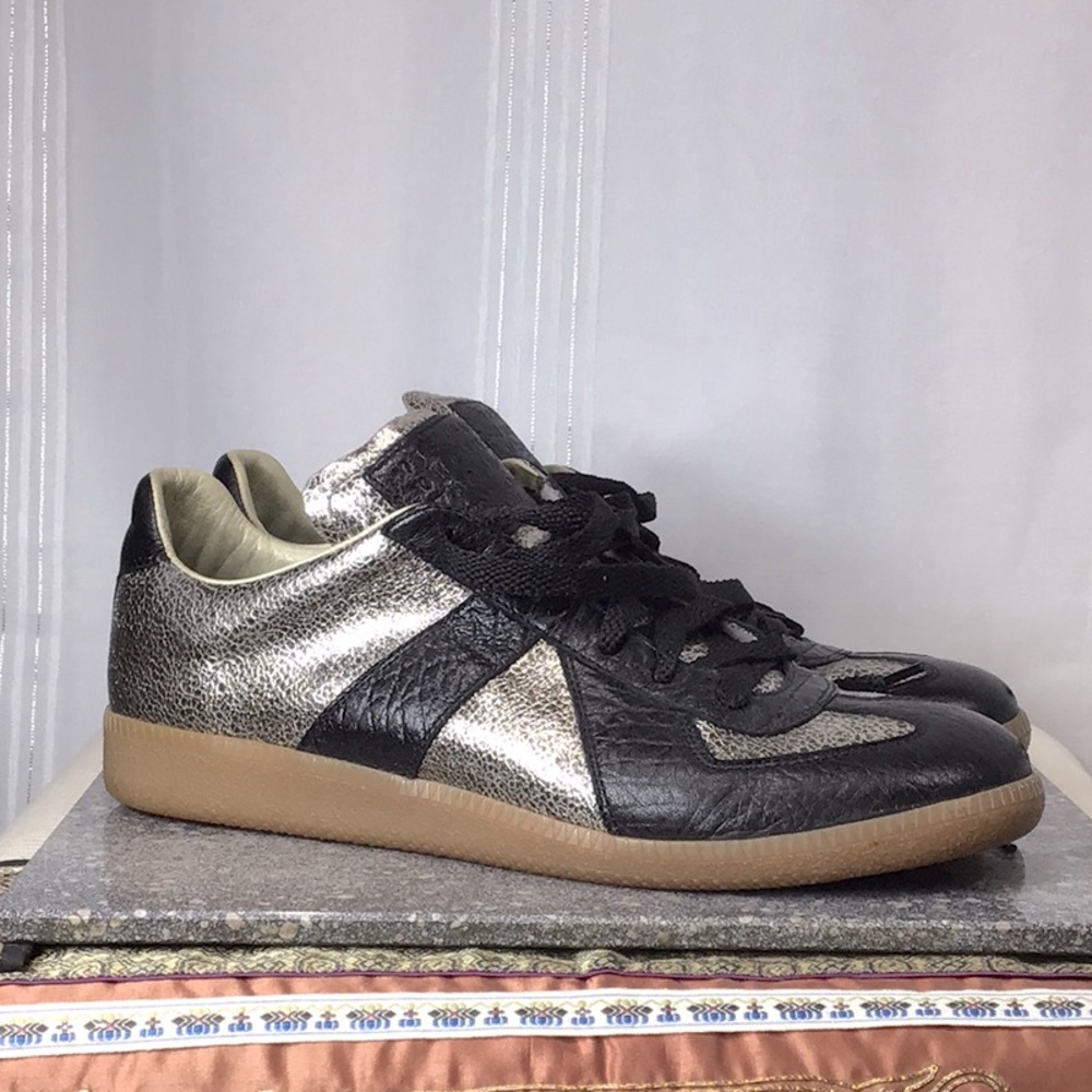 ⚜️ Maison Martin Margiela Paris Black Silver GAT LOW Sneakers Retro Mens Sz.7